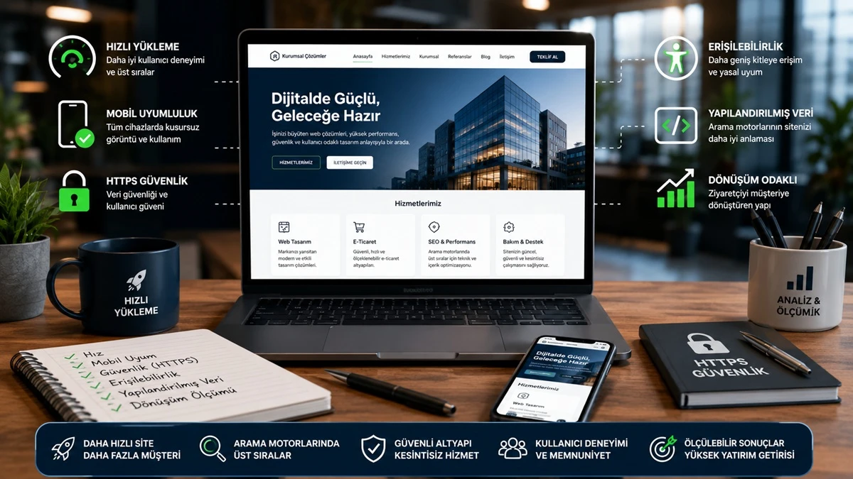 Kurumsal web sitelerinde 2026 standardı: Hız, güven, erişim